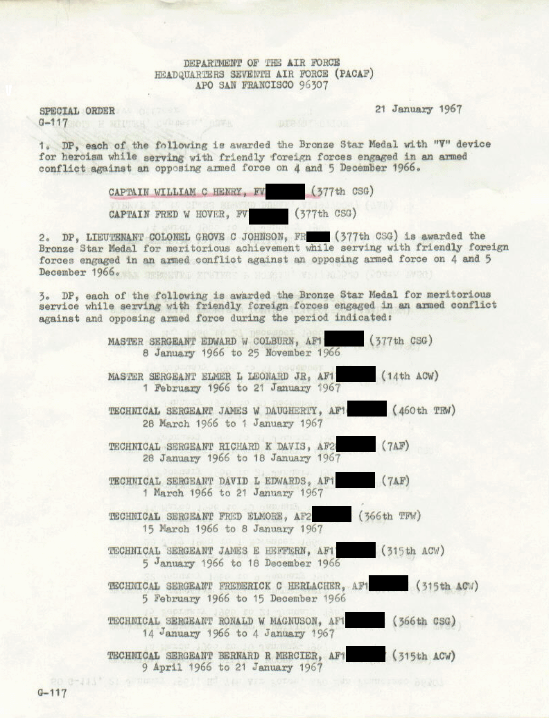 Henry's Bronze Star orders