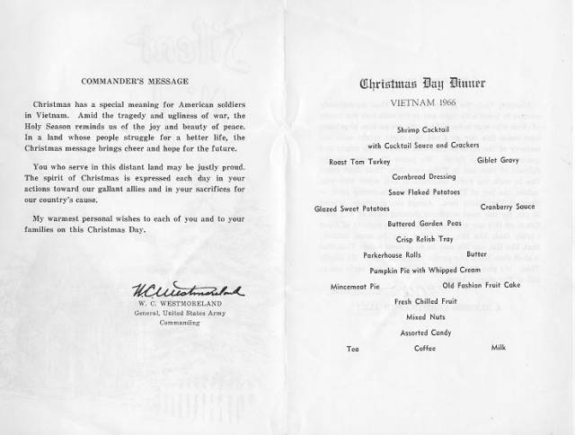 Christmas Menu 1966